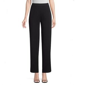 Misook Dress Pants Small Black Pull On Tailored Wide Leg High Waist Career Wear